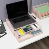 Mind Reader Metal Monitor Stand, 4-1/2”H x 12”W x 15-3/4”D, Pink