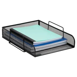 Mind Reader Metal Stackable Paper Tray Desktop Organizer, 11-1/4”H x 13-1/2”W x 10-1/2”D, Black