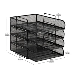 Mind Reader Metal Stackable Paper Tray Desktop Organizer, 11-1/4”H x 13-1/2”W x 10-1/2”D, Black