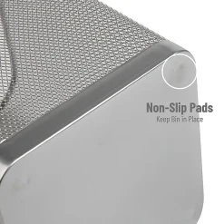 Mind Reader Metal Trash Can Square Waste Paper Basket, 12 1/4"H x 9 3/4"W x 9 3/4"D, Silver, Set of 2