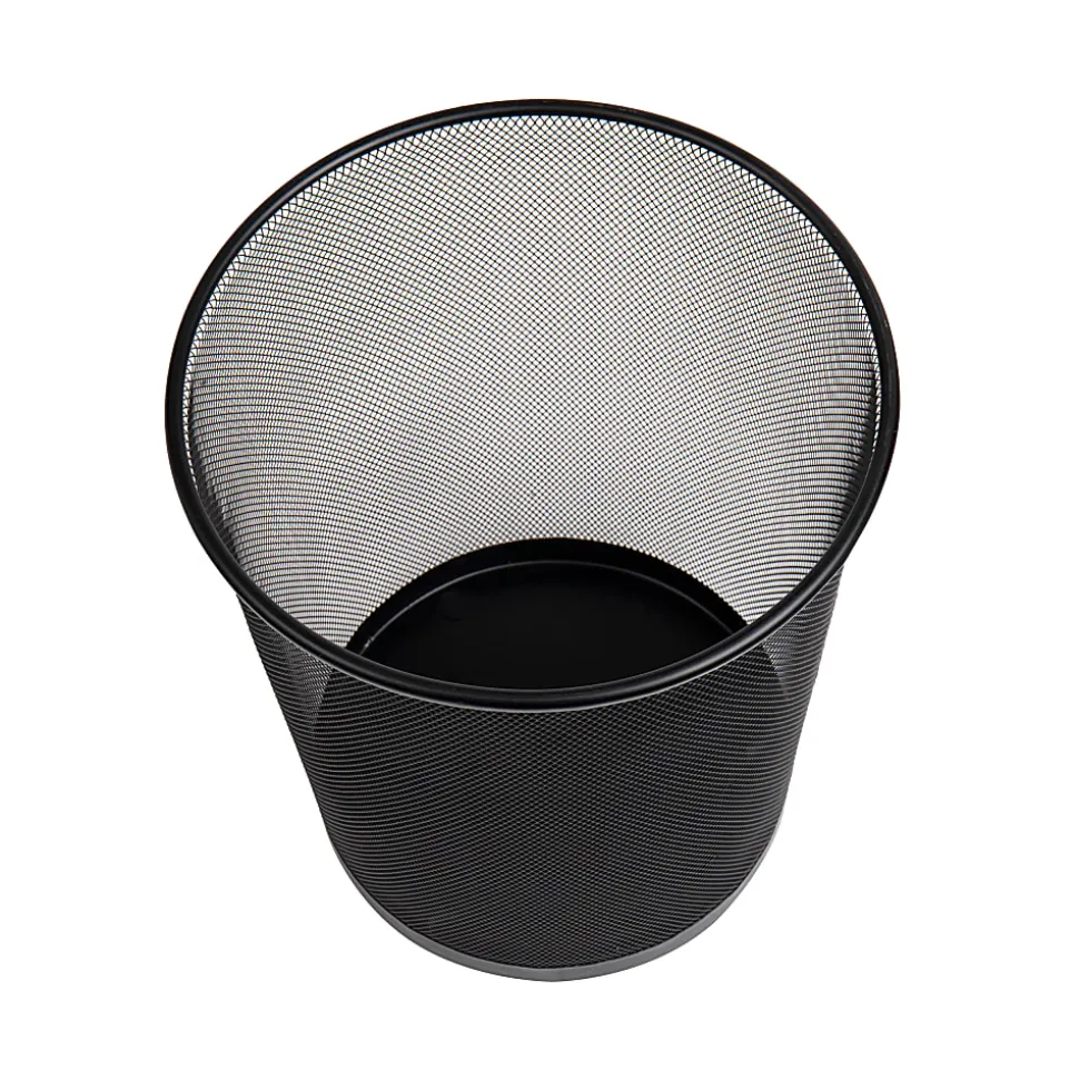 Mind Reader Metal Waste Paper Baskets 4.5-Gallon,13-3/4"H x 11-1/2"W x 11-1/2"L, Black, Set Of 3 Baskets