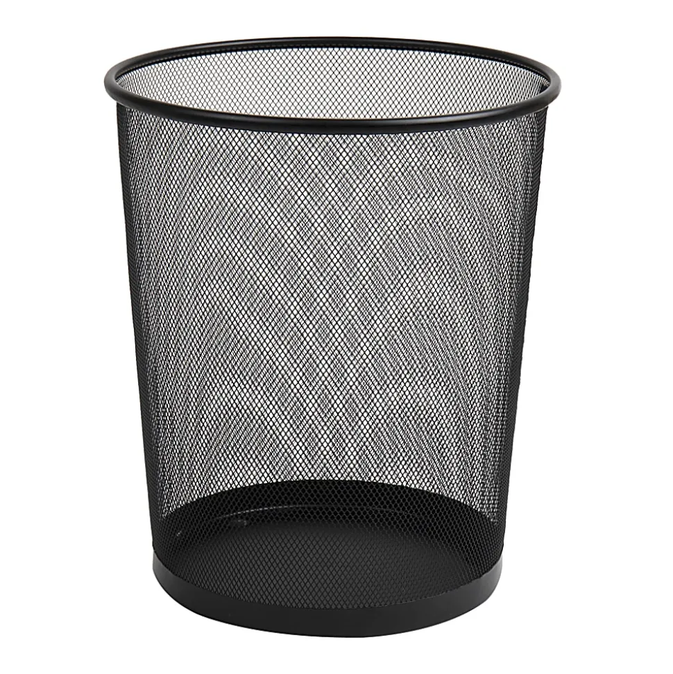 Mind Reader Metal Waste Paper Baskets 4.5-Gallon,13-3/4"H x 11-1/2"W x 11-1/2"L, Black, Set Of 3 Baskets