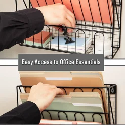 Mind Reader Metal Wire File Organizer, 15-3/4”H x 4”W x 13-1/4”D, Black, Total Qty 1