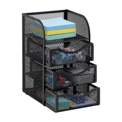 Mind Reader Mini Desk Supplies Office Supplies Organizer, 8"H x 5"W x 4-3/4"L, Black