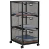 Mind Reader Multipurpose Cart with Drawers, Metal Mesh, Black, 25"H x 14"W x 11"L