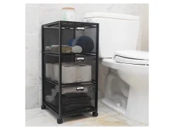 Mind Reader Multipurpose Cart with Drawers, Metal Mesh, Black, 25