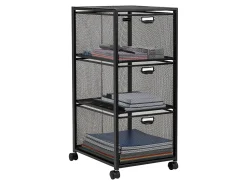 Mind Reader Multipurpose Cart with Drawers, Metal Mesh, Black, 25