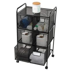 Mind Reader Multipurpose Rolling Cart with Drawers Office Storage Organizer, Utility Cart, Metal, 29" H x 11" W x 16" D, Black