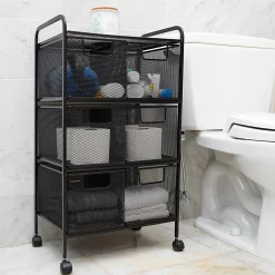 Mind Reader Multipurpose Rolling Cart with Drawers Office Storage Organizer, Utility Cart, Metal, 29" H x 11" W x 16" D, Black