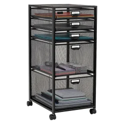 Mind Reader Multipurpose Rolling Storage Cart with Drawers, Office Organizer, Utility Cart, 25"H x 14"W x 11"D, Black