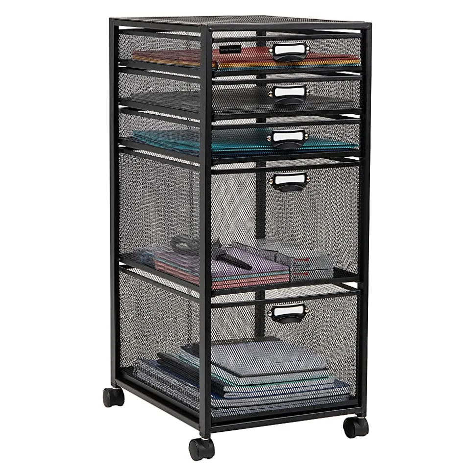Mind Reader Multipurpose Rolling Storage Cart with Drawers, Office Organizer, Utility Cart, 25"H x 14"W x 11"D, Black