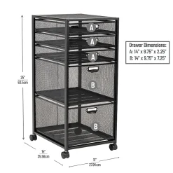 Mind Reader Multipurpose Rolling Storage Cart with Drawers, Office Organizer, Utility Cart, 25