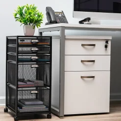 Mind Reader Multipurpose Rolling Storage Cart with Drawers, Office Organizer, Utility Cart, 25