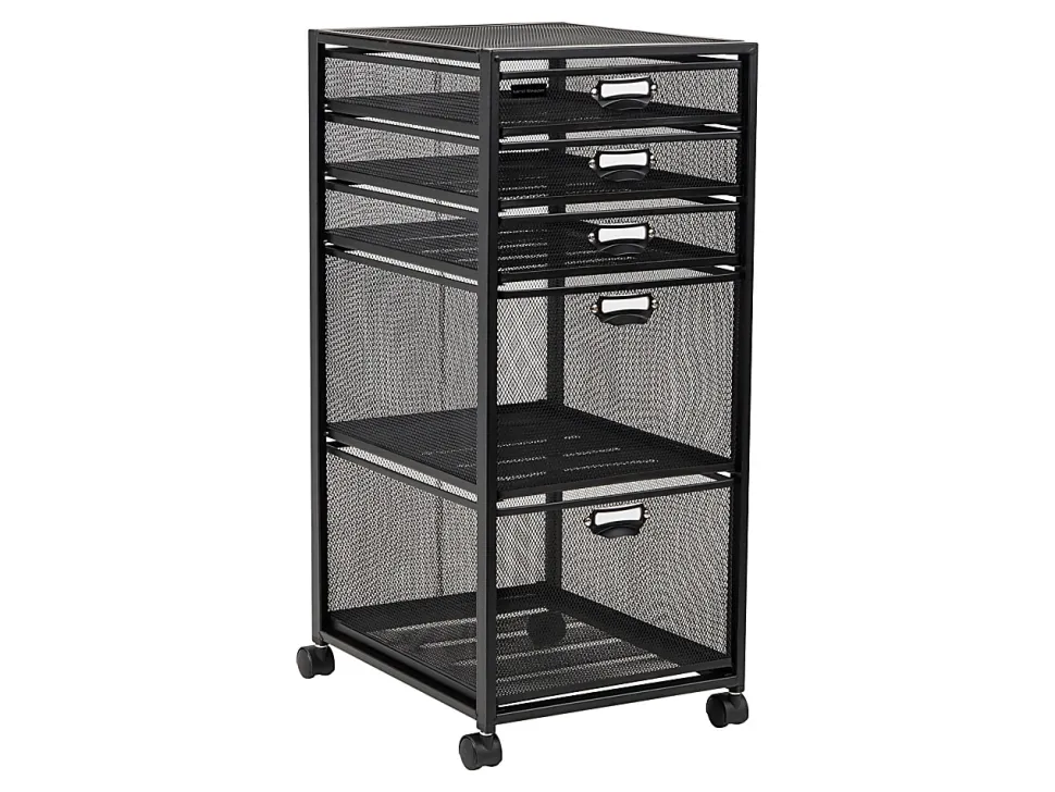 Mind Reader Multipurpose Rolling Storage Cart with Drawers, Office Organizer, Utility Cart, 25"H x 14"W x 11"D, Black