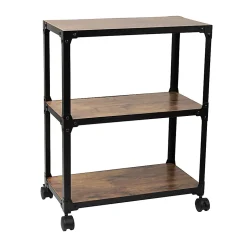 Mind Reader Multipurpose Rolling Cart with 3 Tiers, Mobile Office Storage Organizer, Metal, MDF, 29-1/2