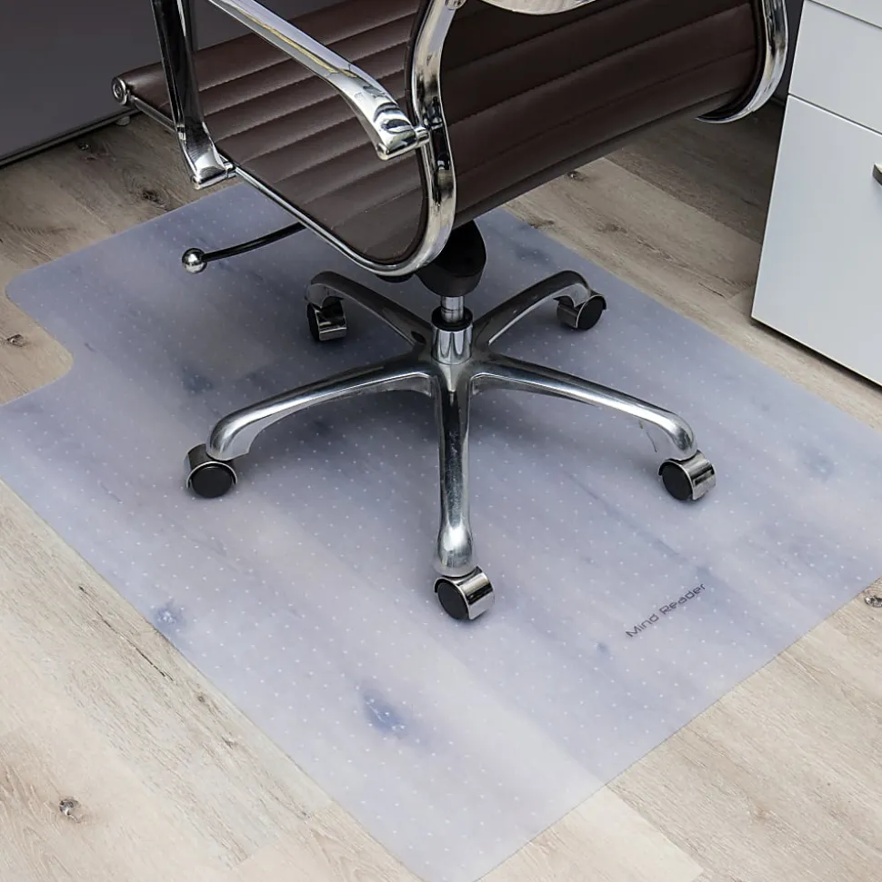 Mind Reader Office Chair Mat for Carpet Grips, PVC, 47"L x 35-1/4"W x 1/10"H, Clear