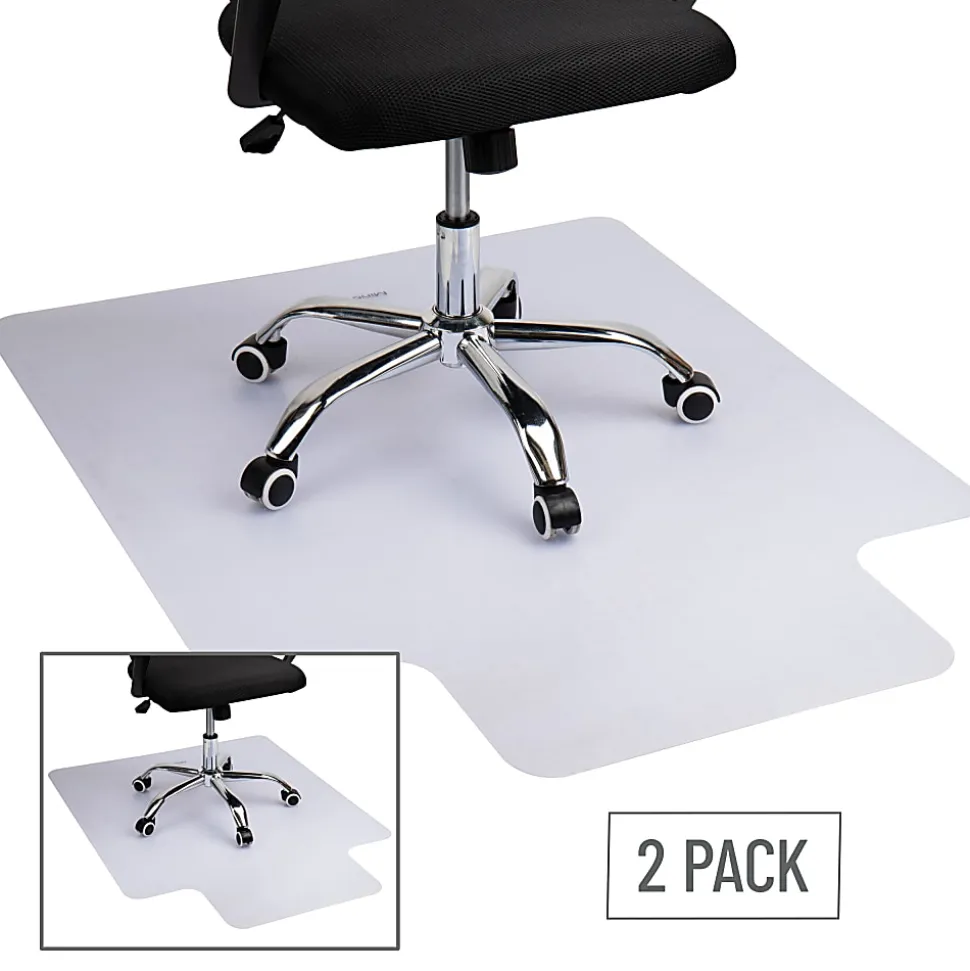 Mind Reader Office Chair Mat for Carpet Grips, PVC, 47"L x 35-1/4"W x 1/10"H, Clear
