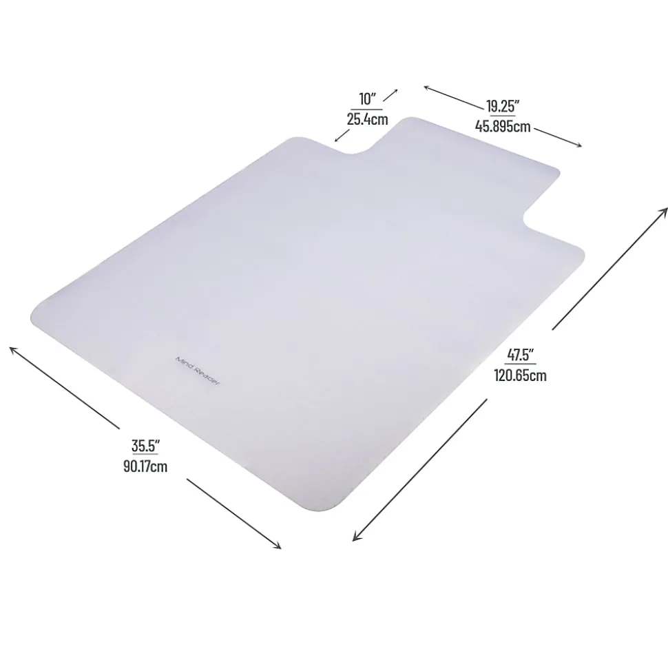 Mind Reader Office Chair Mat with Carpet Gripper, PVC,1/16”H x 35-1/2”W x 47-1/2”D, Clear
