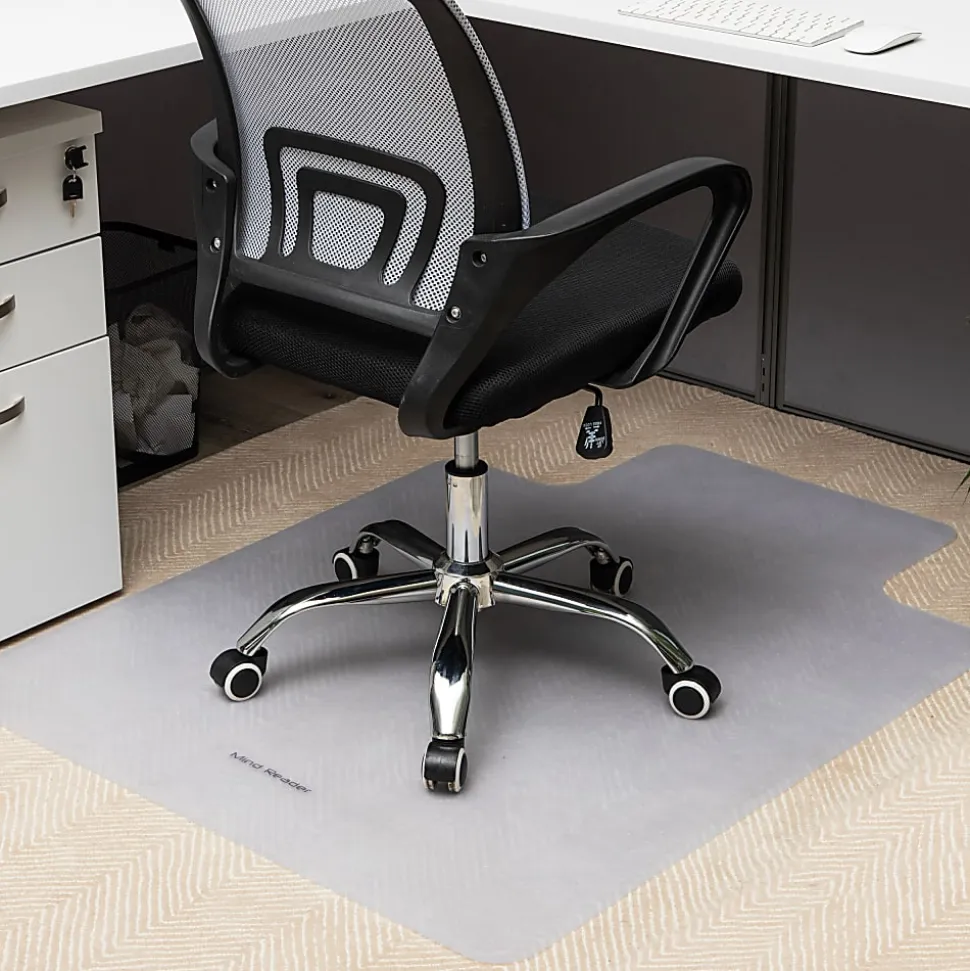 Mind Reader Office Chair Mat with Carpet Gripper, PVC,1/16”H x 35-1/2”W x 47-1/2”D, Clear
