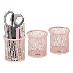Mind Reader Pen And Accessories Holders, 3-3/4"H x 3-1/2"W x 3-1/2"D, Pink, Pack Of 3 Holders