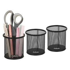 Mind Reader Pen and Accessories Holder 3-3/4"H x 3-1/2"W x 3-1/2"D, Black, Pack Of 3 Paper Clip Holders