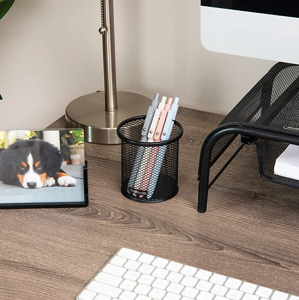 Mind Reader Pen and Accessories Holder 3-3/4"H x 3-1/2"W x 3-1/2"D, Black, Pack Of 3 Paper Clip Holders