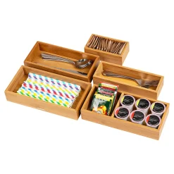 Mind Reader 5-Piece Bamboo Drawer Organizer Set, Brown