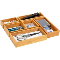 Mind Reader 5-Piece Bamboo Drawer Organizer Set, Brown