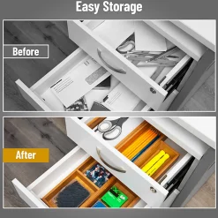 Mind Reader 5-Piece Bamboo Drawer Organizer Set, Brown