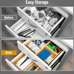 Mind Reader 7-Piece Bamboo Drawer Organizer Set, Brown
