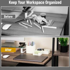 Mind Reader 3-Piece Cement Desk Organizer Set, Cream