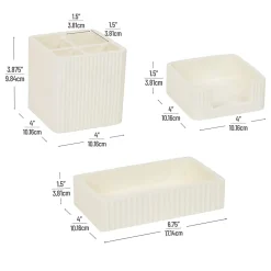 Mind Reader 3-Piece Cement Desk Organizer Set, Cream