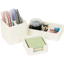 Mind Reader 3-Piece Cement Desk Organizer Set, Cream