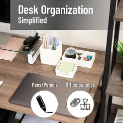 Mind Reader 3-Piece Cement Desk Organizer Set, Cream