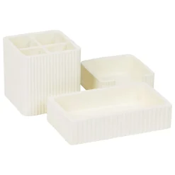 Mind Reader 3-Piece Cement Desk Organizer Set, Cream