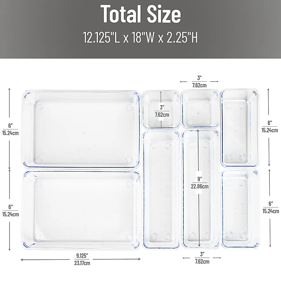 Mind Reader 8-Piece Drawer Organizer Set, Clear
