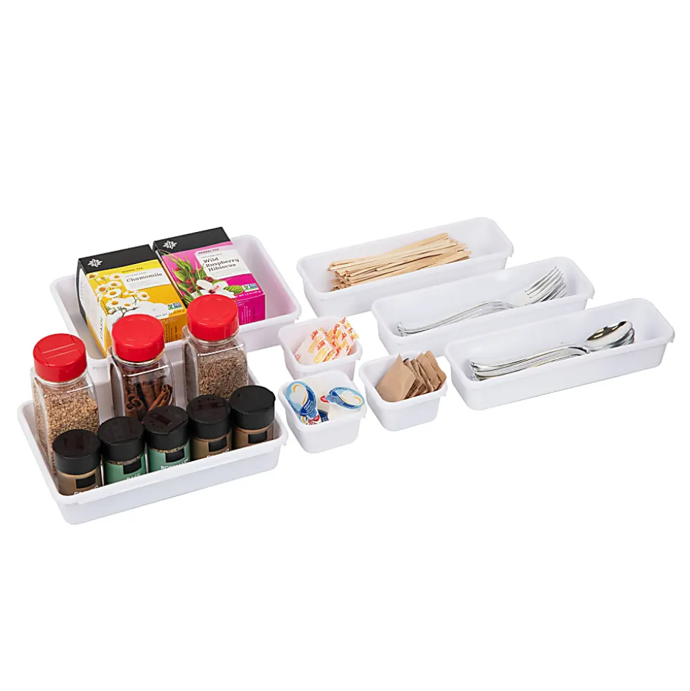 Mind Reader 8-Piece Interlocking Multi-Purpose Storage Organizer, 3-37/50"H x 6-1/2"W x 9-1/4"D, Gray