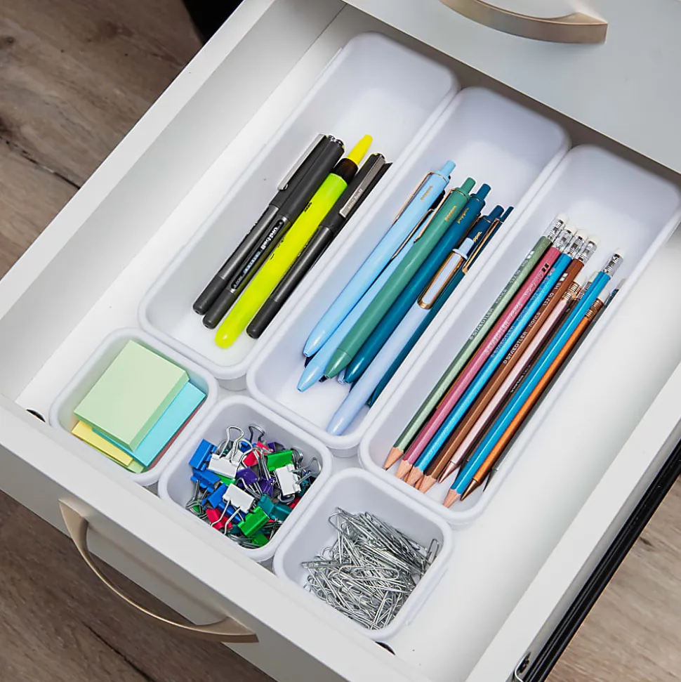 Mind Reader 8-Piece Interlocking Multi-Purpose Storage Organizer, 3-37/50"H x 6-1/2"W x 9-1/4"D, Gray