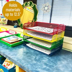 Mind Reader 4-Piece Stackable Paper Tray Desktop Organizer, 11-1/2”H x 9-3/4”W x 13-1/4”D, Multicolor