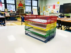 Mind Reader 4-Piece Stackable Paper Tray Desktop Organizer, 11-1/2”H x 9-3/4”W x 13-1/4”D, Multicolor