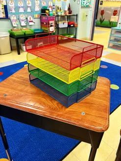Mind Reader 4-Piece Stackable Paper Tray Desktop Organizer, 11-1/2”H x 9-3/4”W x 13-1/4”D, Multicolor