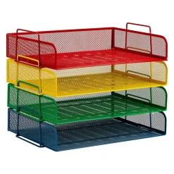Mind Reader 4-Piece Stackable Paper Tray Desktop Organizer, 11-1/2”H x 9-3/4”W x 13-1/4”D, Multicolor
