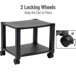 Mind Reader Plastic Rolling Printer Utility Cart 2-Shelf, 14-1/4