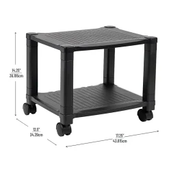 Mind Reader Plastic Rolling Printer Utility Cart 2-Shelf, 14-1/4