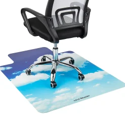 Mind Reader Polycarbonate Office Chair Mat For Hard Floor, 47-1/4" x 35-1/2", Head In The Clouds, Blue