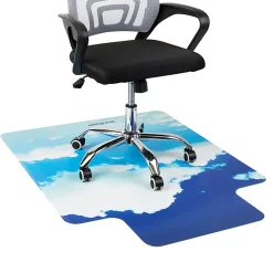 Mind Reader Polycarbonate Office Chair Mat For Hard Floor, 47-1/4" x 35-1/2", Head In The Clouds, Blue