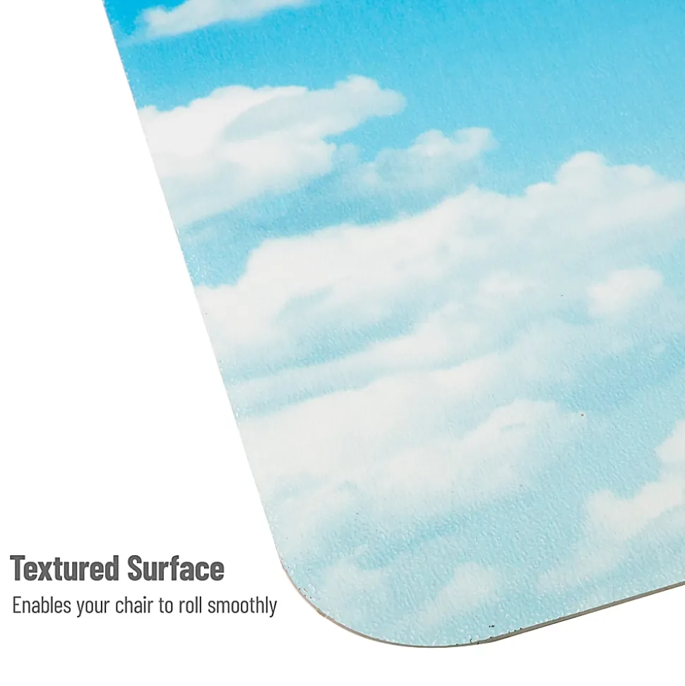 Mind Reader Polycarbonate Office Chair Mat For Hard Floor, 47-1/4" x 35-1/2", Head In The Clouds, Blue