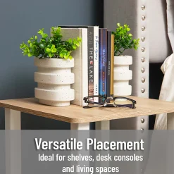 Mind Reader Ribbed Cement Planter Bookends, 5