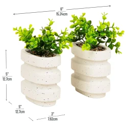 Mind Reader Ribbed Cement Planter Bookends, 5