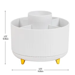 Mind Reader Rotating Pen Cup, 4-3/4”H x 5-3/4”W x 5-3/4”D, White